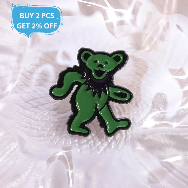 Cartoon Dancing Bear Enamel Pin Funny Cute Animal Bear Brooches Lapel Badge Jacket Accessories Jewelry Gift For Friends