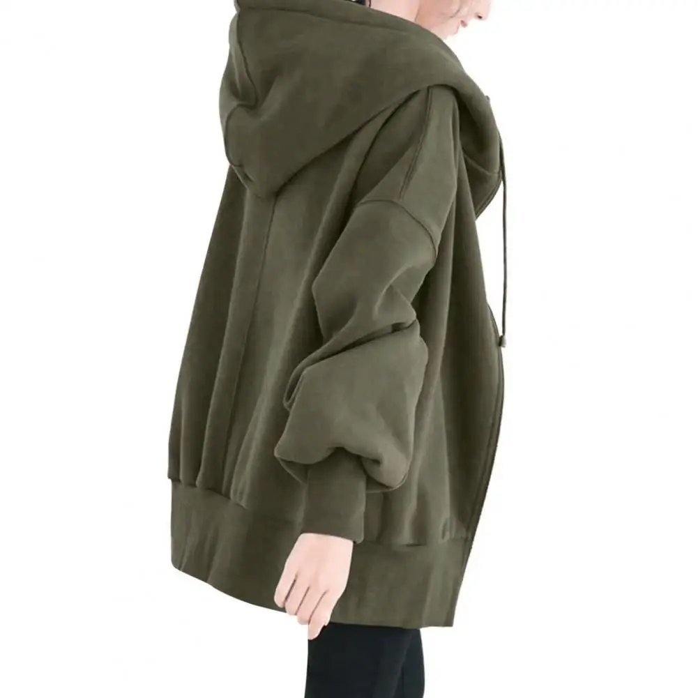 

Осенне-зимнее платье, женская толстовка с длинным рукавом, модный корейский длинный топ с капюшоном, повседневное однотонное теплое пальто на молнии, пальто с капюшоном