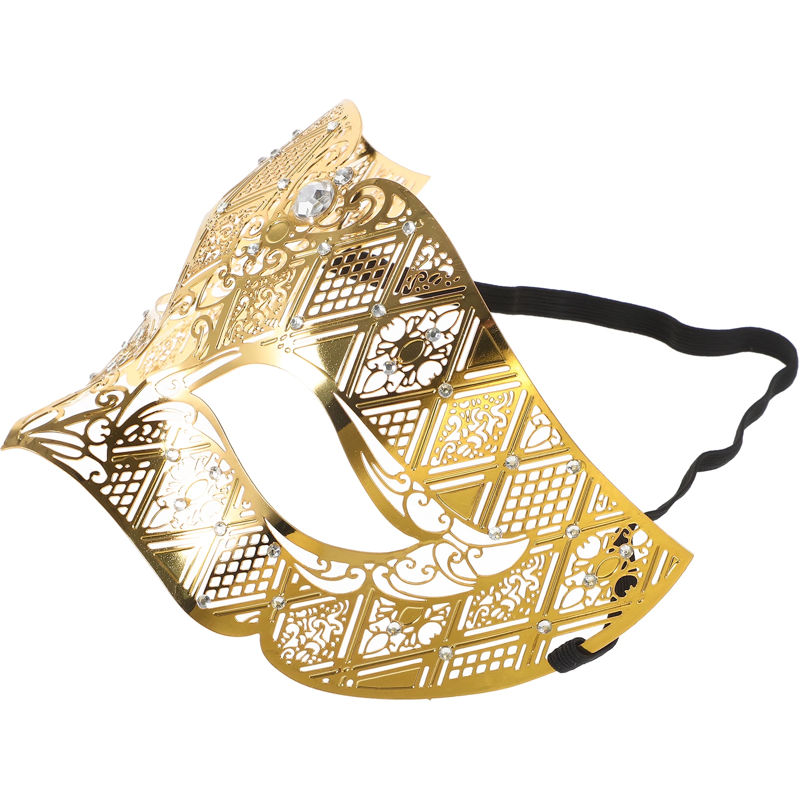 

Metal Masquerade Mask Cosplay Party Costume Props Diamond Inlaid Iron Half Face Cover Halloween Carnival Accessories