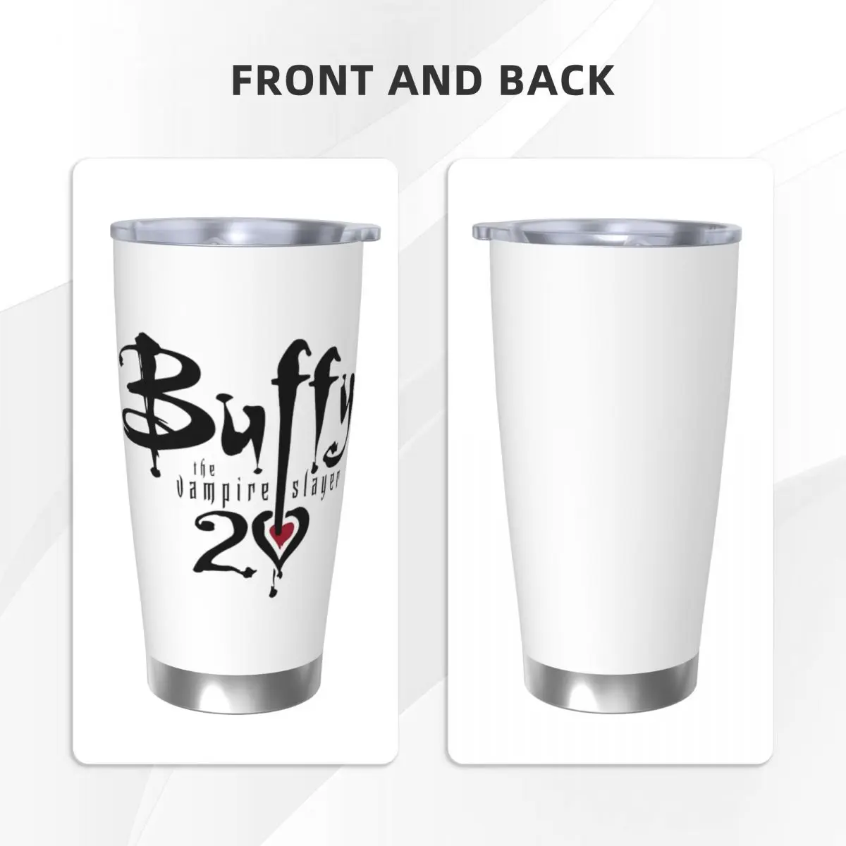 Buffy The Vampire Slayer Insulated Tumbler with Straws Lid Stainless Steel Thermal Mug Outdoor Portable Thermos Bottle Cup, 20oz