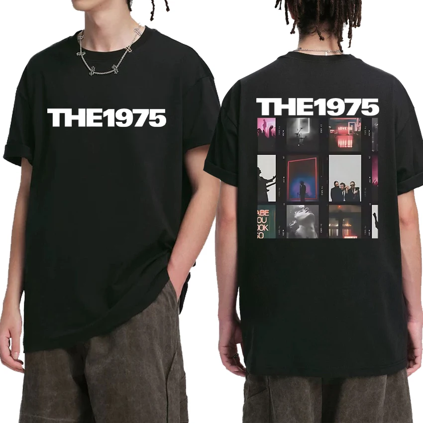 

Hot Sale New Rock Band The 1975 Double Sided print T shirts Men Women vintage Tops Unisex Oversized Cotton short sleeve T-shirt
