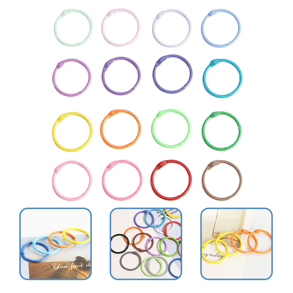 50 pçs multi-função pasta anéis reutilizáveis metal chaveiros livro acessórios resistente ao desgaste design prático escritório escola casa