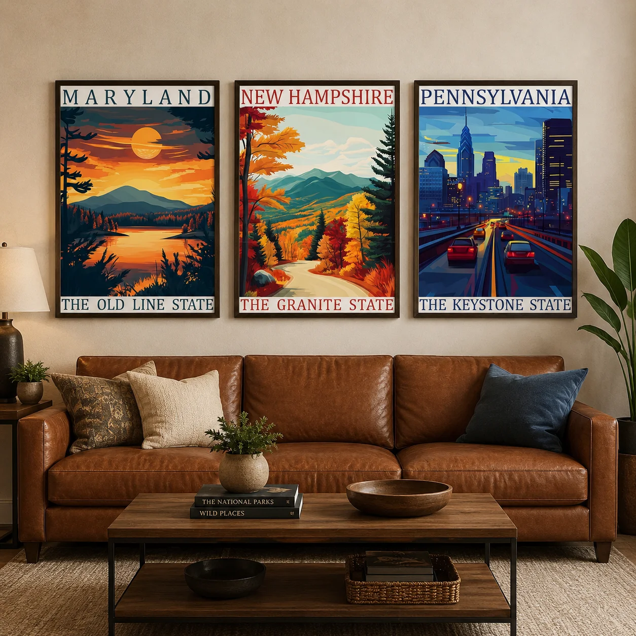 Landscape Wall Art, Western Scenery Canvas Painting, Vintage Poster Print for Living Room Bedroom Wall Décor