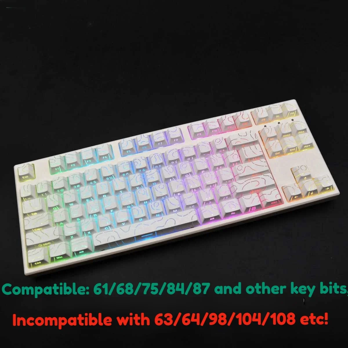 2025 Super Contour PBT Keycaps Side Glow Light Mechanical Keyboard Original Factory Height for 61/68/75/84/87 Keys Game Keyboard