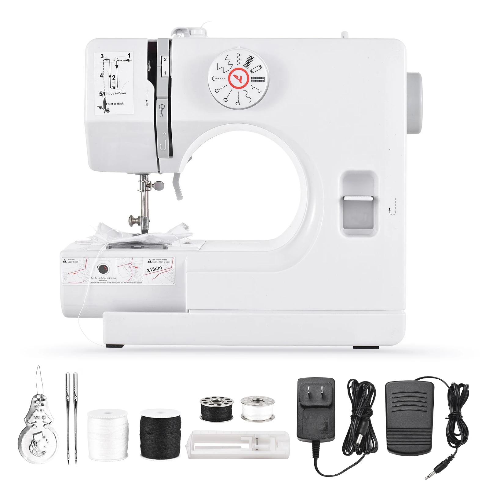 Swiitol Portable Sewing Machines with 12 Built-in Stitch Patterns Light Adjustable Speed Household Mini Sewing Machine