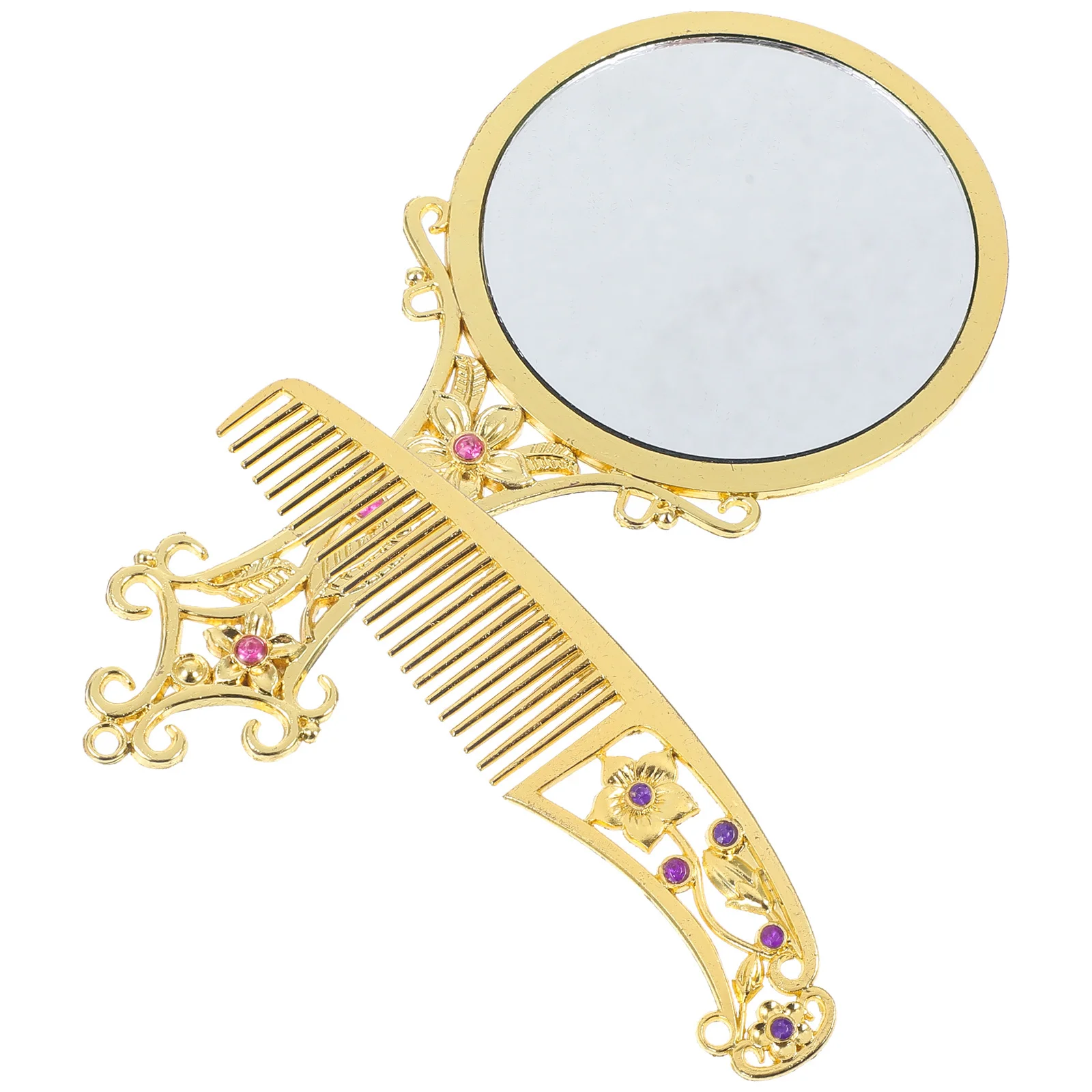

1Set Mini Makeup Mirror with Comb Set Premium Portable Handheld Vanity Mirror for Travel Small Foldable Elegant Design