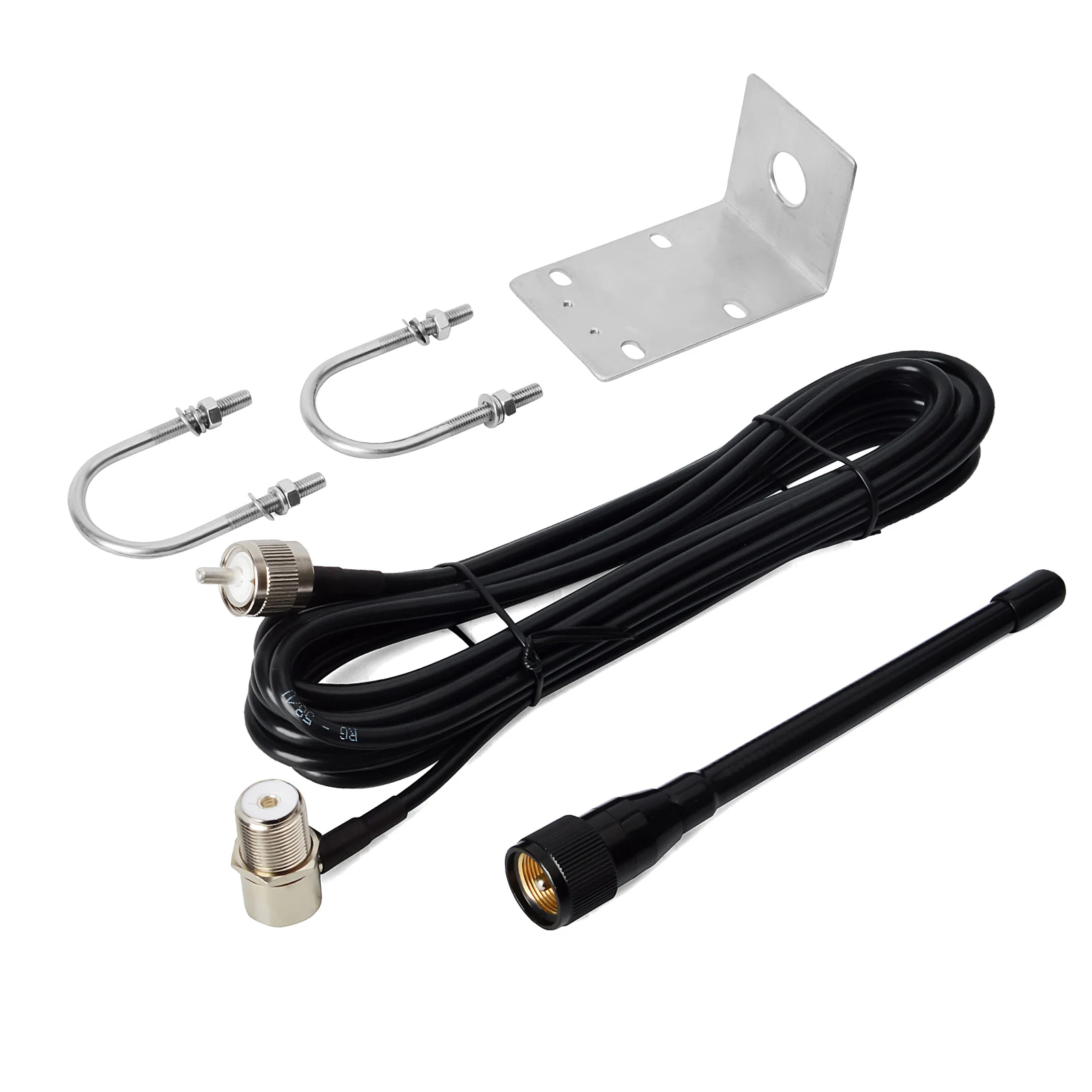 Handle for Short Boat Marine Stubby VHF Antenna PL259 Connector W/16.4ft RG-58 coaxial Cable, L-Mount Bracket