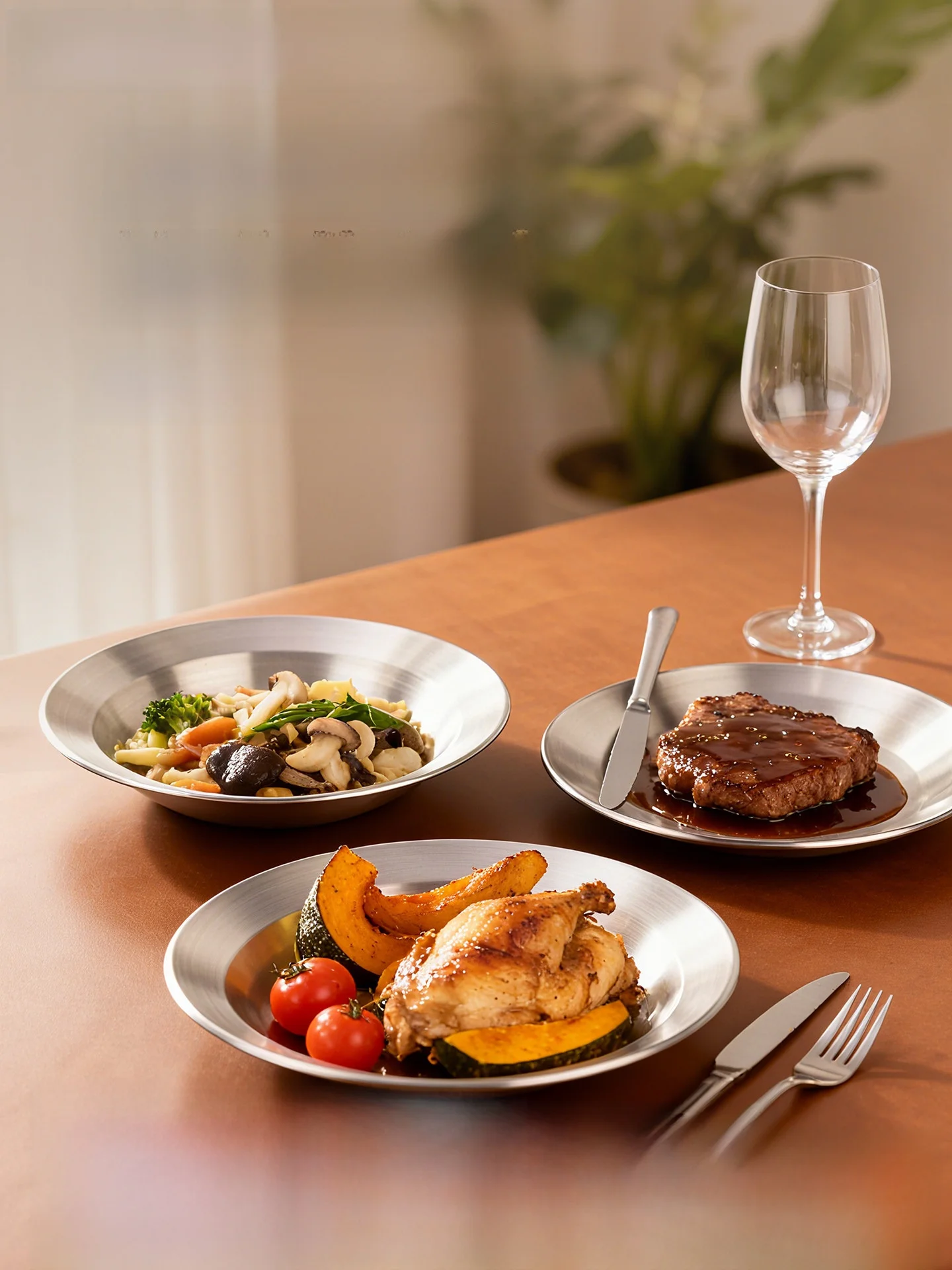 

Тарелка Onlycook Korean Sle из нержавеющей стали 304, легкая, круглая, для пасты и салатов, китайская посуда класса люкс