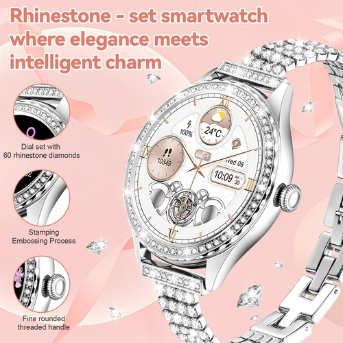 Imagen 2 del producto Reloj inteligente para mujer, llamada inalámbrica, frecuencia cardíaca, presión arterial, alarma, pasos, calorías, múltiples modos deportivos, regalo perfecto para mujer