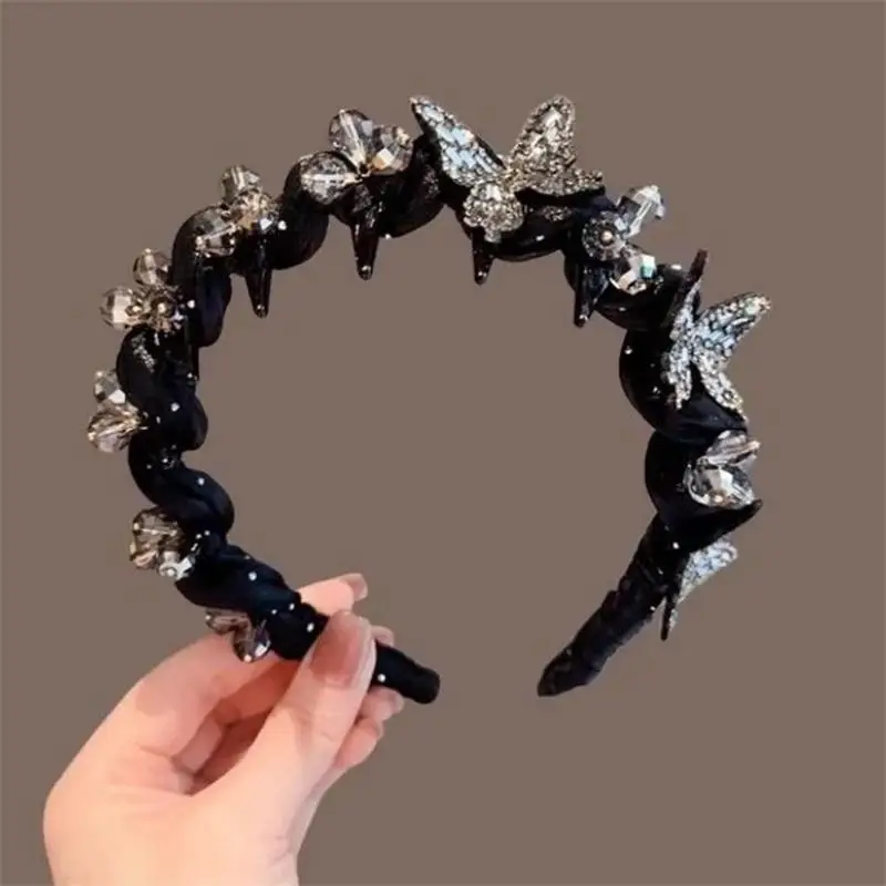 Temperamento elegante cristallo farfalla cerchio per capelli moda coreana dolce antiscivolo accessori per capelli da sposa per feste