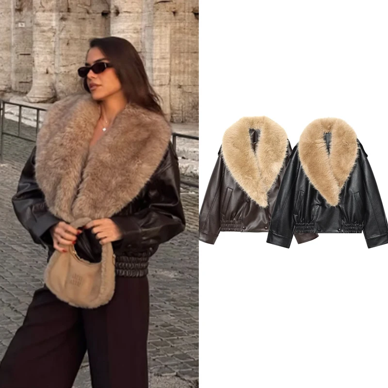 Abrigos y chaquetas nuevas de invierno para mujer, Parkas elegantes holgadas y cálidas con cuello de piel a la moda, chaquetas de viaje para jóvenes de calle Chic 2025