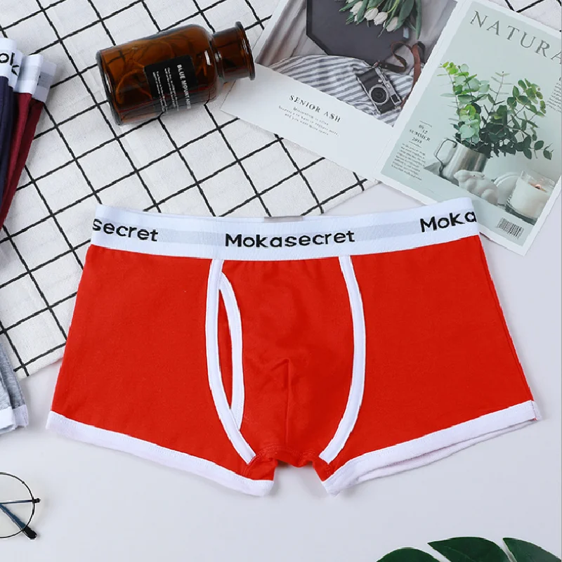Braga transpirable de algodón plano para hombre, bóxer de secado en seco, sin etiqueta, шорты с заниженной талией трусы мужские
