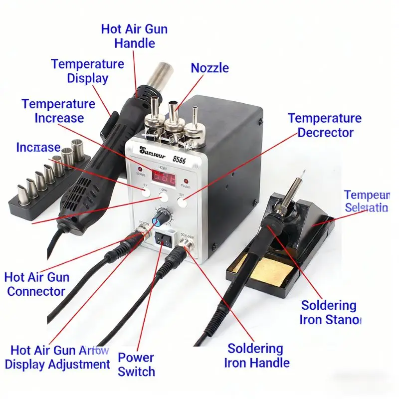 

Профессиональная паяльная станция 2-в-1 с термофеном и паяльником для ремонта мобильных телефонов