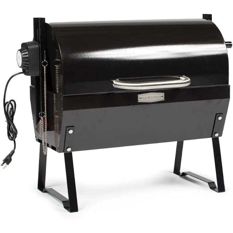 

Ash & Ember 4W Rotisserie Spit Roaster Grill, Rated 33 LB,Horizontal Adjustable Spit Rod for Outdoor Charcoal BBQ with Hood,Roa