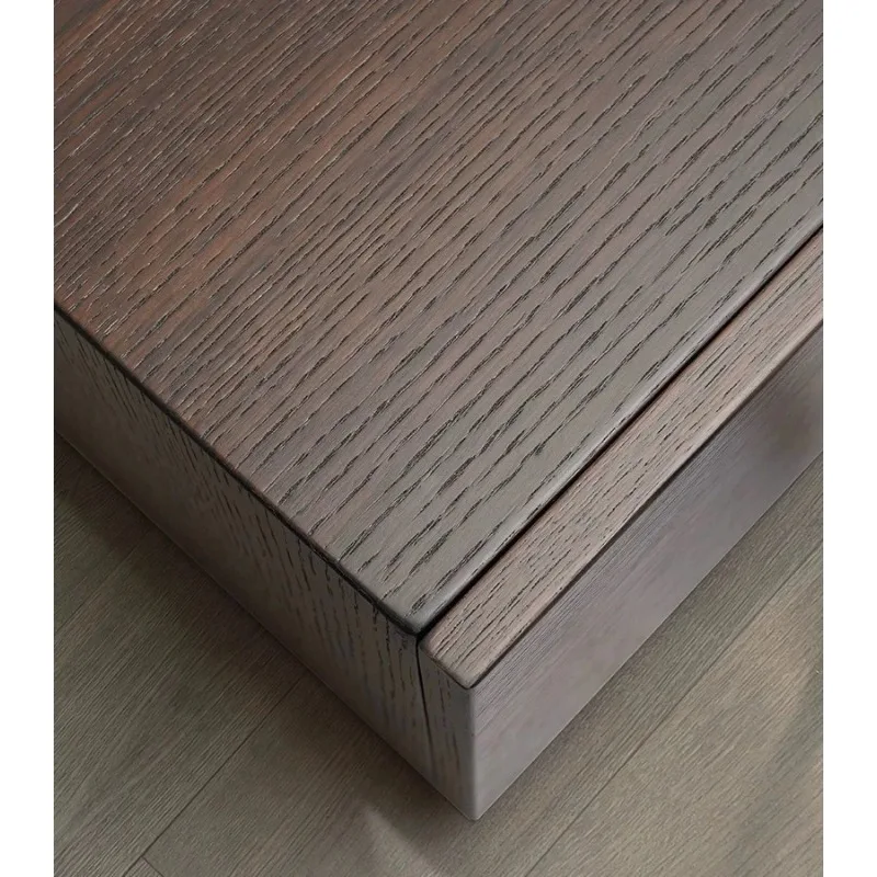 

Italian minimalist smoky color TV cabinet modern living room floor large size oak light luxury high-end coffee table combination