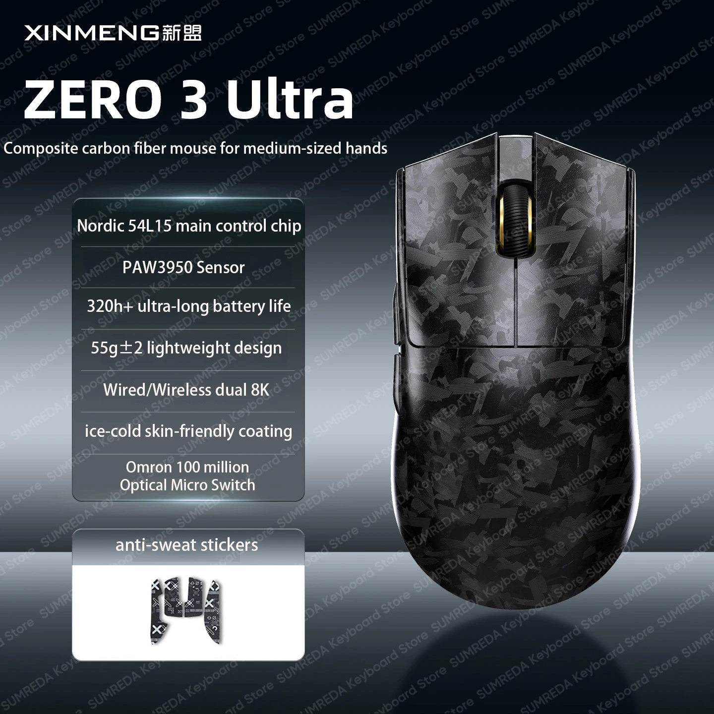 XINMENG ZERO3 Wireless Gaming Mouse PAW3950 PAW3395 8K 0.125ms