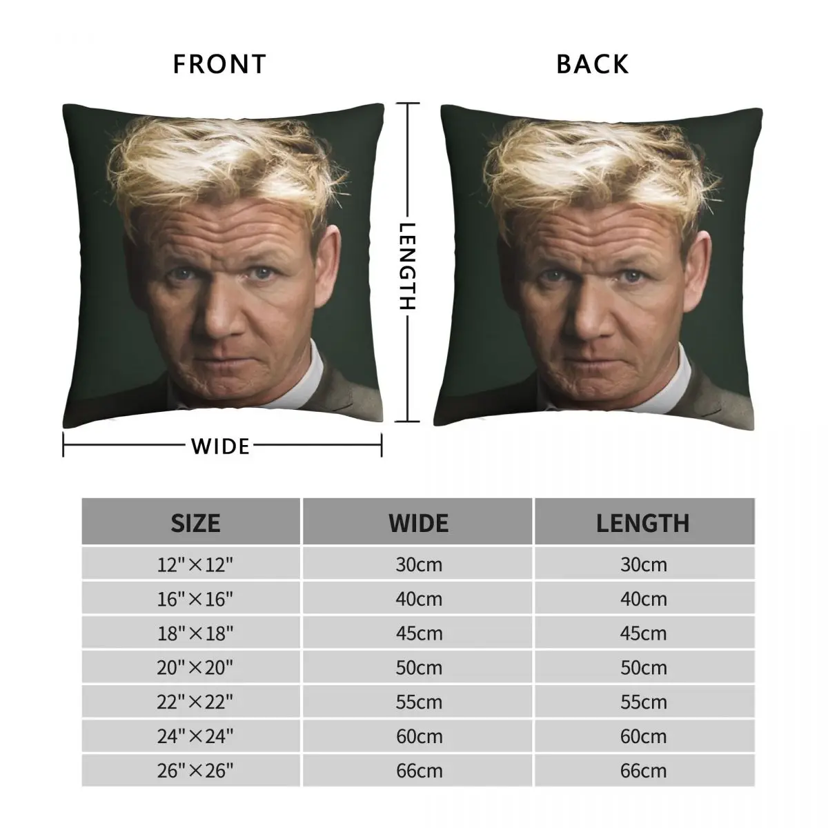 Gordon Ramsay Square Pillowcase Polyester Linen Velvet Printed Zip Decor Pillow Case Sofa Cushion Cover