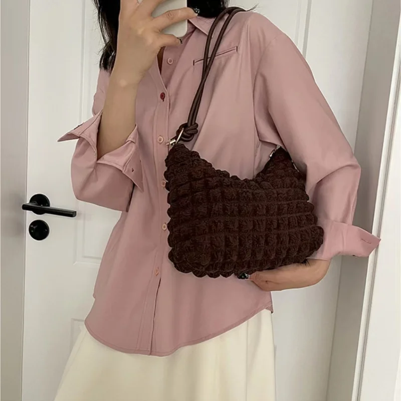 New Hot Bags Large Capacity Fashion Women Bags Cute Pleated Handbag Quilted Shoulder Bags Luxury Tote Bags Female Underarm Bag