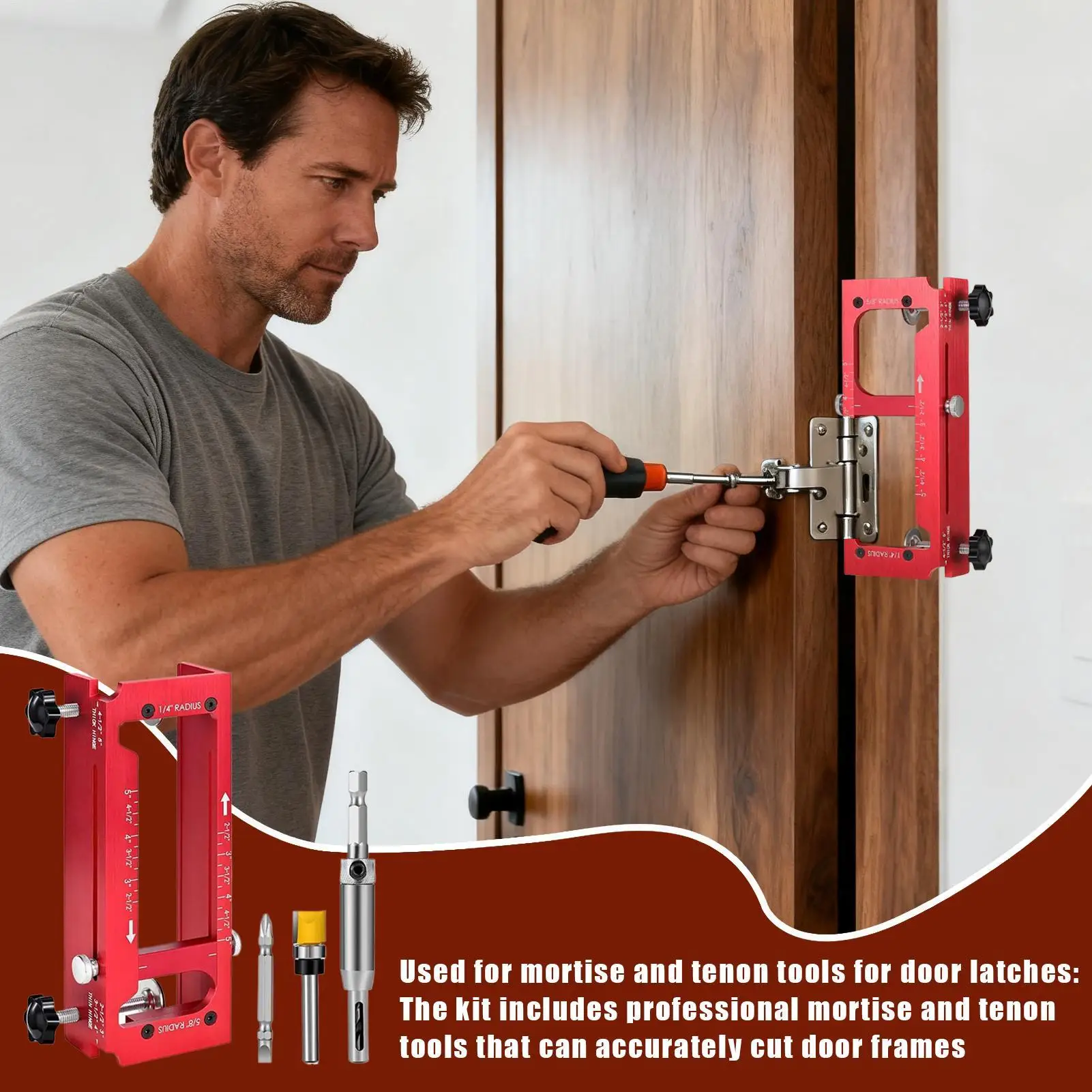 Jig Router Engsel Pintu 2-in-1 Perlengkapan Pertukangan Kayu Kit Pemasangan Engsel Pintu Untuk Tukang Kayu Kontraktor DIY