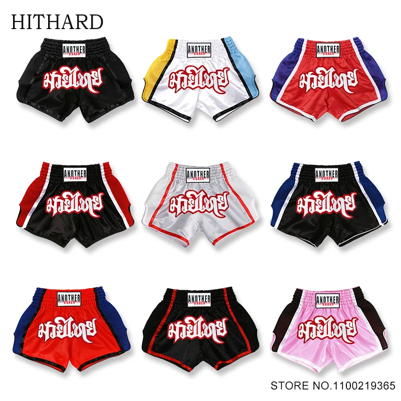 Muay Thai Shorts Men Women Child Boxing Shorts Breathable Mesh Kickboxing Pants Cage Fight Grappling Thaiboxing Training Clothes