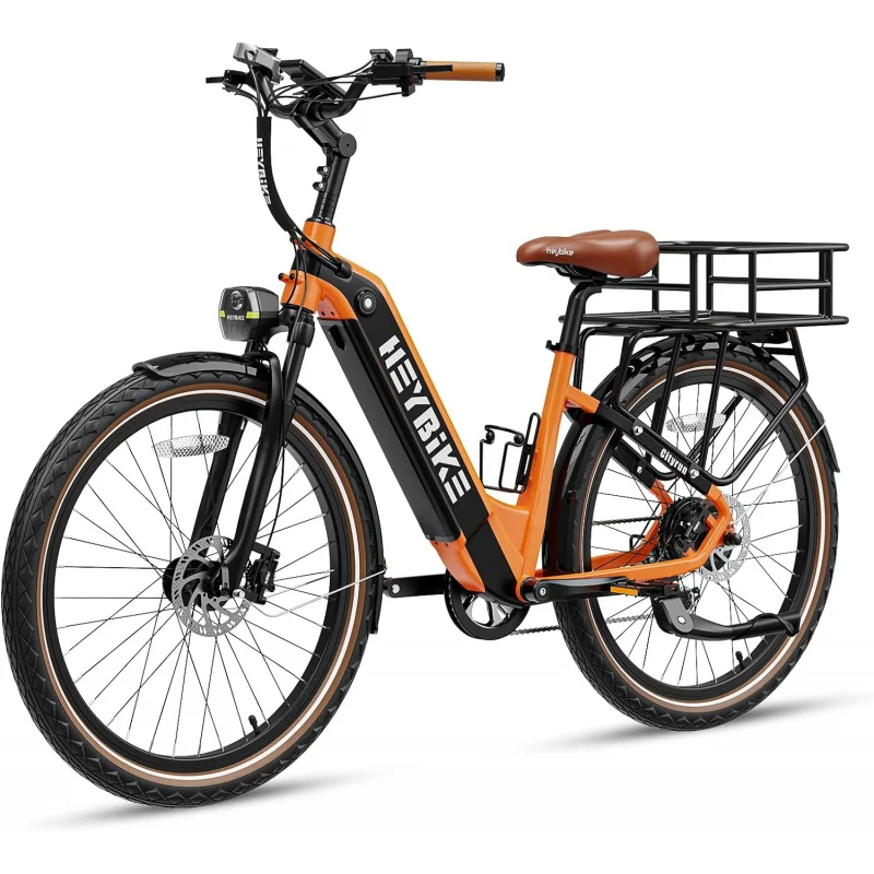 

Велосипед QHeybike Cityrun, велосипед с двигателем 1000 Вт Peak City Cruiser Ebike, батарея 48 в 15 Ач (720 Вт · ч), 60 миль, электрический велосипед Step-Thru