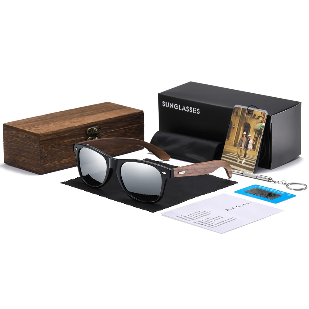 XSW Handmade 2026 Black Walnut Wooden Sunglasses Men Polarized Retro Eyewear Women Oculos UV400 7070
