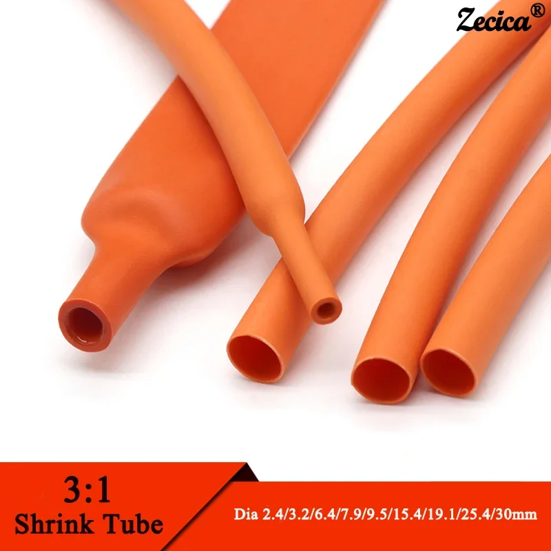 1M  Orange 3:1 Heat Shrink Tube With Double Wall Glue Tube Diameter 1.6/2.4/3.2/4.8/6.4/7.9/9.5/12.7/15.4/19.1/25.4/30/39/50mm