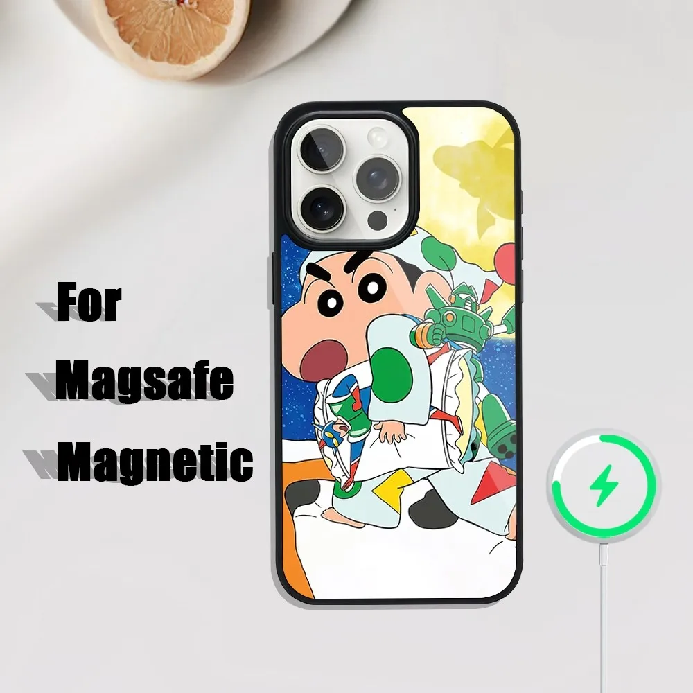 Anime C-Crayon-S-Shin-chan Cute Phone Case For iphone Pro 11 Max 13 12 14 Mini 15 Plus Magsafe Magnetic Wireless Charging Shell