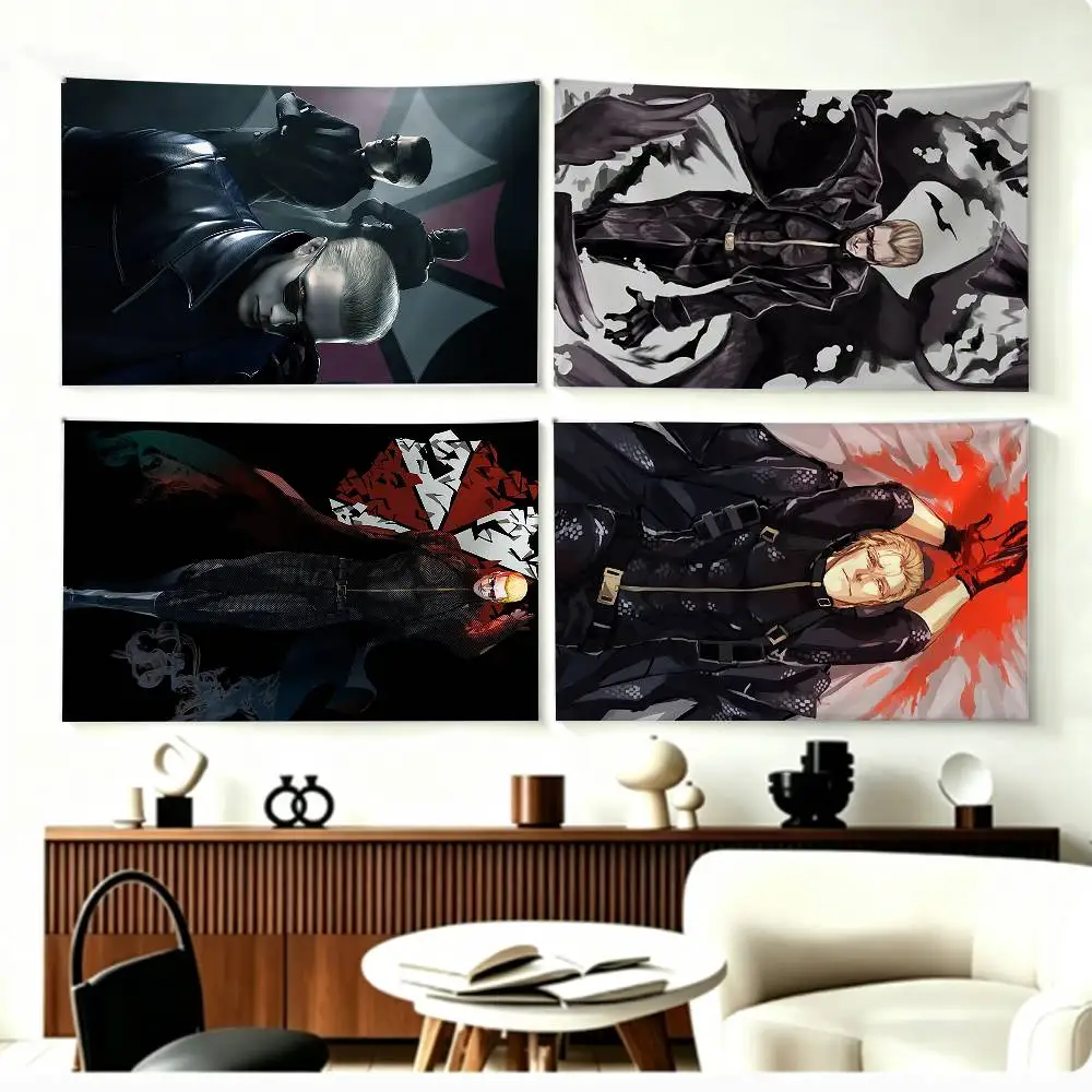 A-Albert Wesker Resident Evil Flags Wall Hanging Background Art Banner for Bedroom Home Outdoor Decor