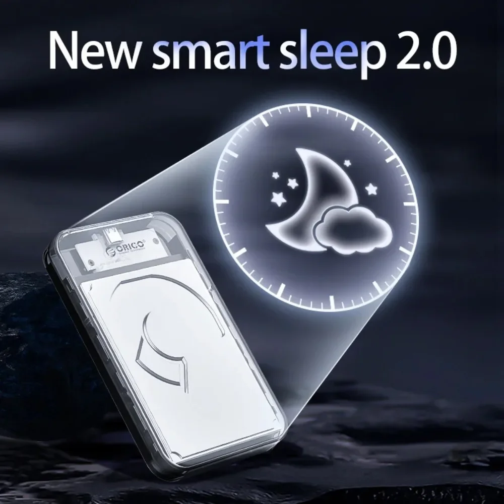 ORICO Transparent HDD SSD Hard Drive Enclosure Type-C 2.5-inch External Storage HDD Case SATA 5Gbps Cyberpunk Design for PC Case