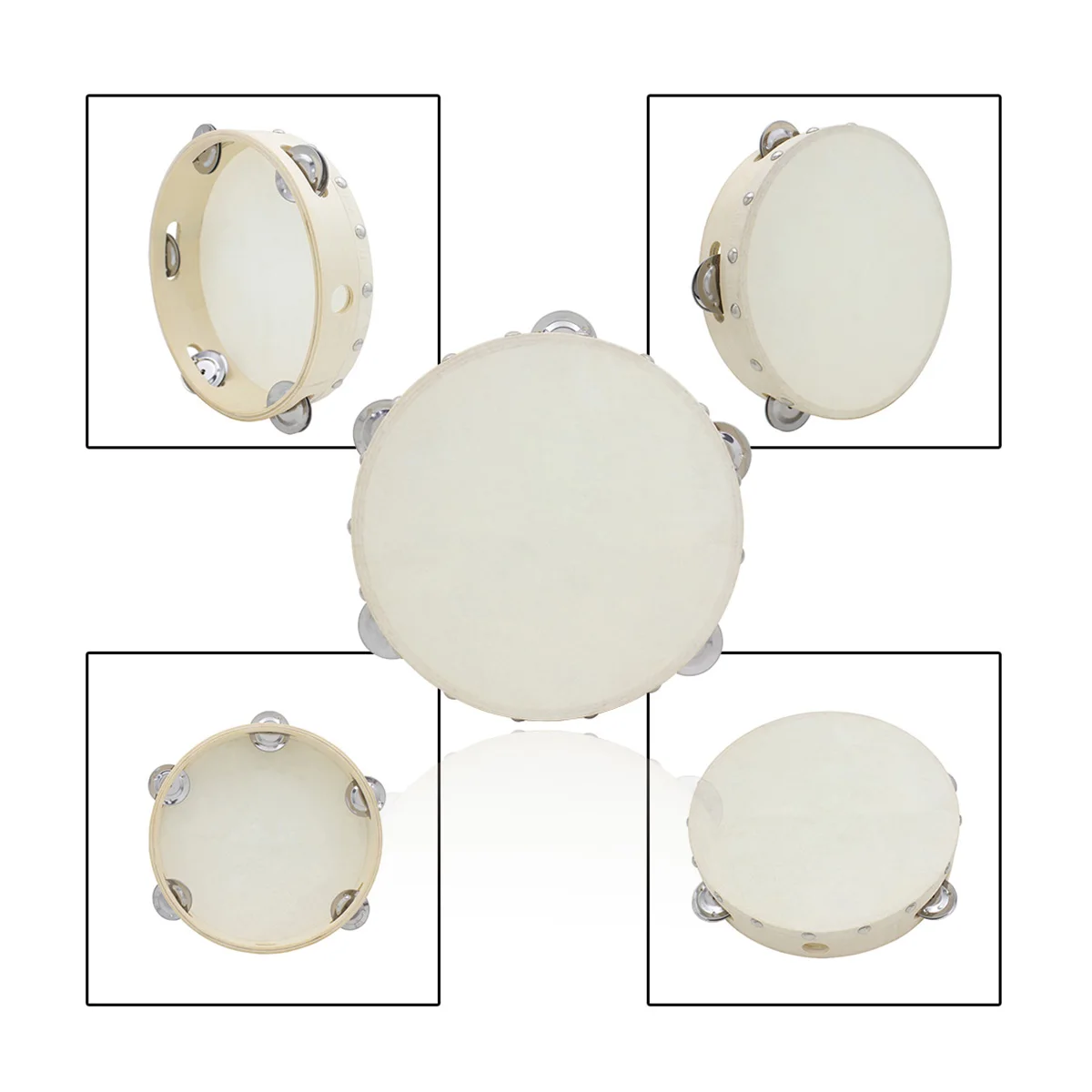 

8 Inch Tambourine Single Row Wooden Percussion Instrument for Kids Musical Toys Party Concert Drum Practice Pad New Drummers