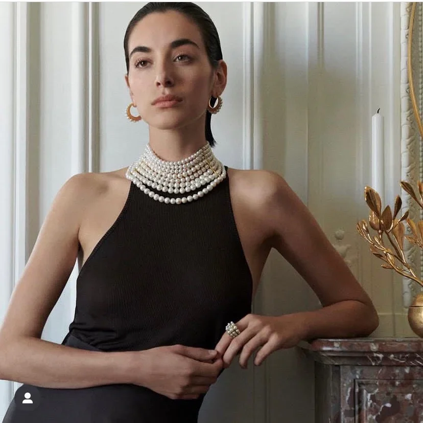 

Pearl custom fashion brand small multi-layer pearl choker necklace