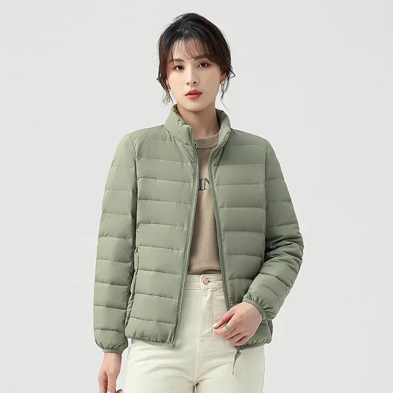 

Seamless Down Jacket Women Lightweight Short Stand Collar Slim Fit White Duck Down Thermal Jacket Oversize Girls Winter Coat 3xl