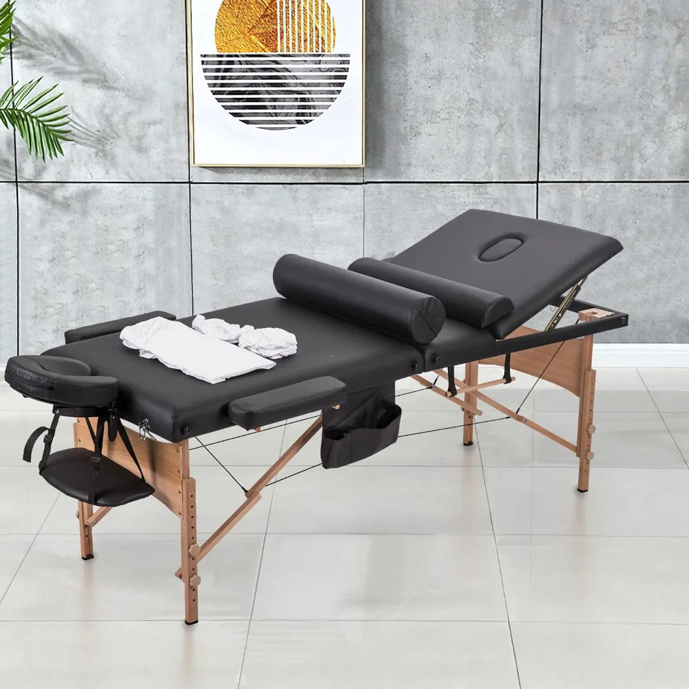 2024 New Portable Massage Table Spa Bed, Adjustable Height Salon Bed Portable Facial Table with Carrying Travel Case