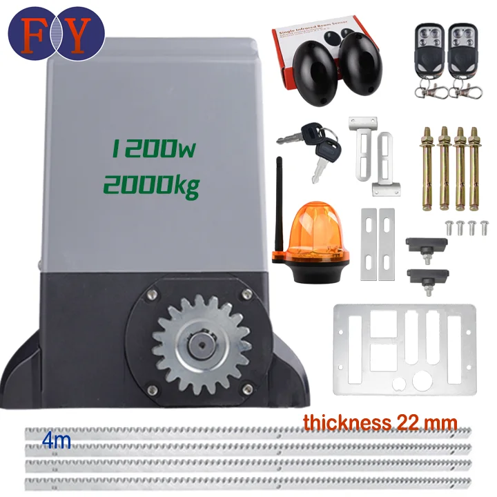 

Higher Quality1200w 220v 2000kg Start and Stop Slowly Sliding Gate Motor Kit With 22mm Thick Rack Sliding Door Opener