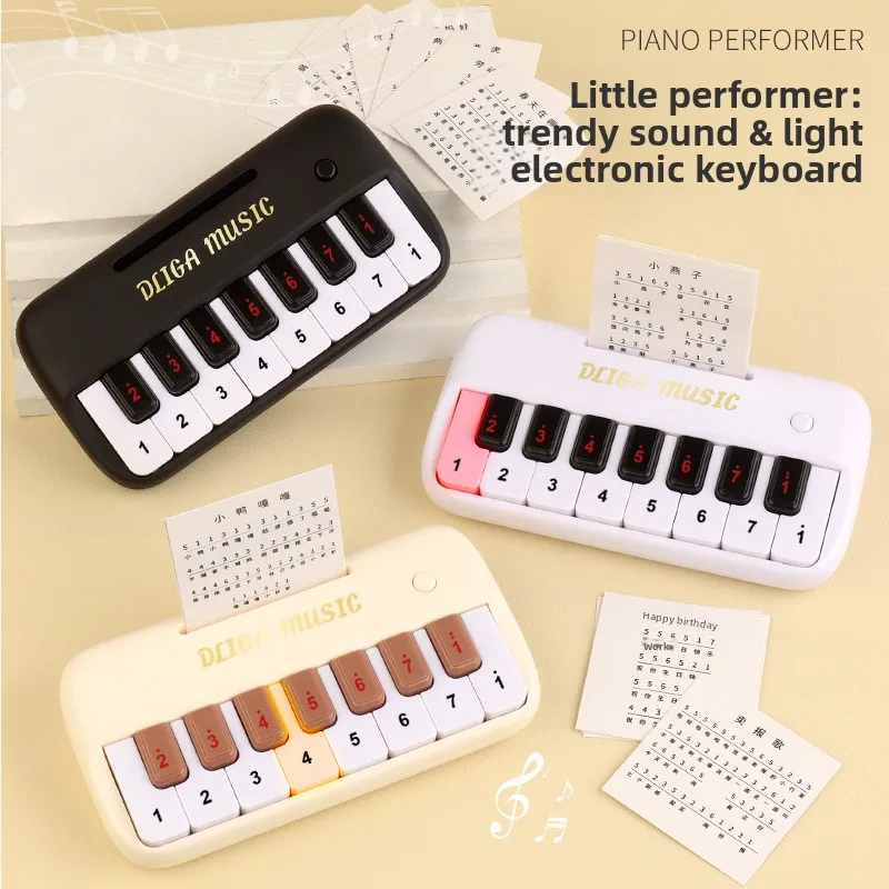 Kids Piano 15 Keys Mini Electronic Keyboard Musical Toy Educational Learning Portable Multifunctional Gift for Children Toddler
