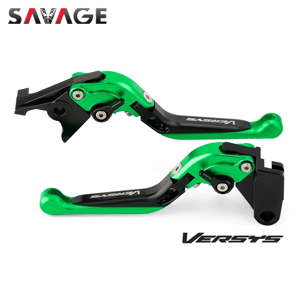 

Складные тормозные рычаги сцепления для KAWASAKI VERSYS 1000/650/300 2006-2021 KLE 650 KLZ 1000, выдвижные ручки с ЧПУ для мотоцикла, логотип