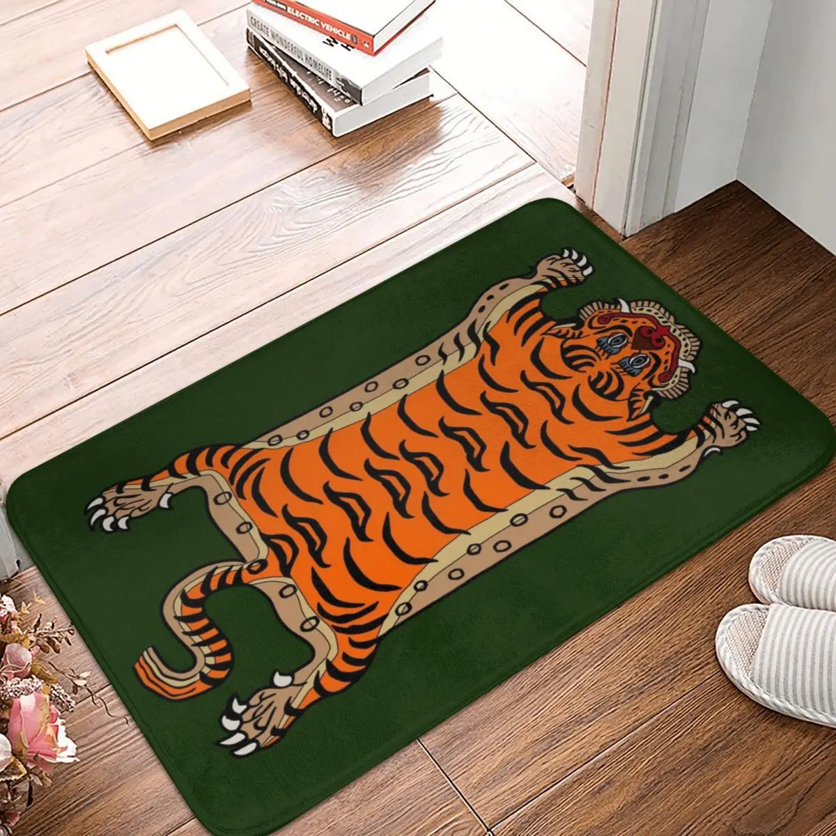 TIBETAN TIGER RUG-green Non-slip Doormat Floor Mat Cushion Carpet Rug for Kitchen Entrance Home Balcony Footpad Mats