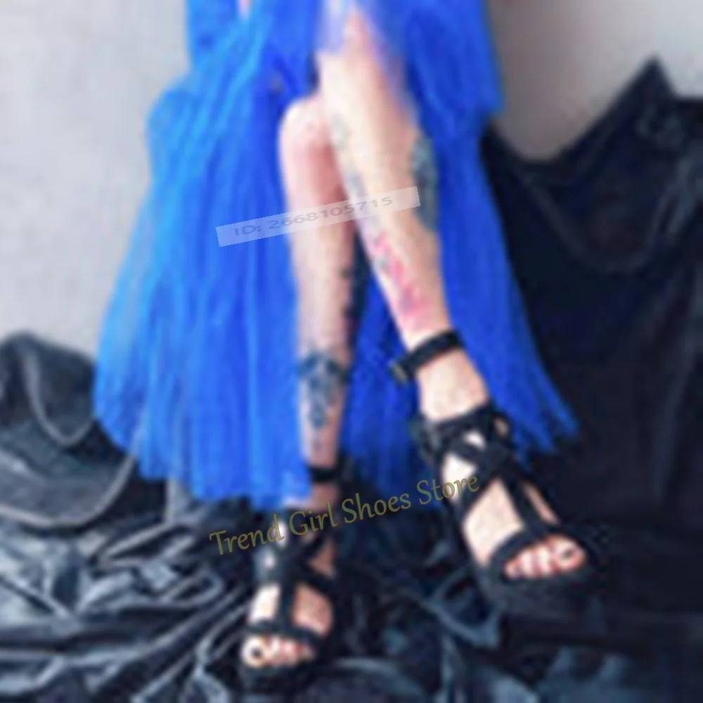 

New Style One Strip Buckle Straps Sandals Chunky High Heels Open Toe Summer Slip On Peep Toe Ankle Sandals Designer Women Shoes