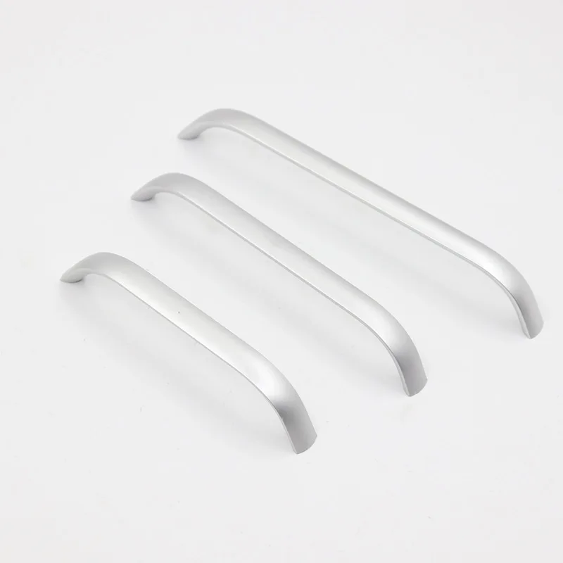 Matte silver aluminum alloy wardrobe handle - smooth curved concealed double-hole universal hole spacing drawer handle