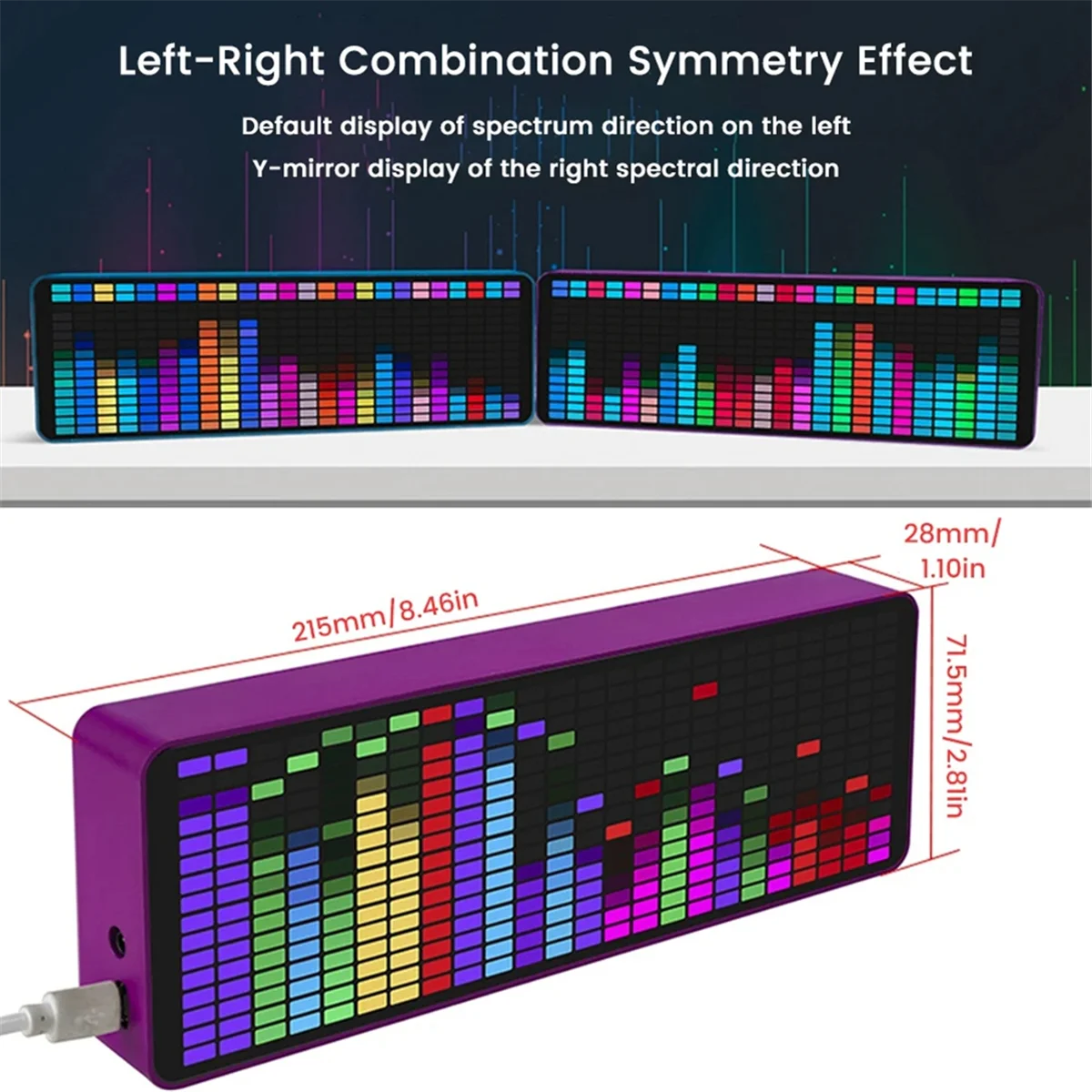 ABVE-LED Music Spectrum Display RGB Light Colorful Spectrum Pickup Atmosphere Lamp Voice Control Level Indicator