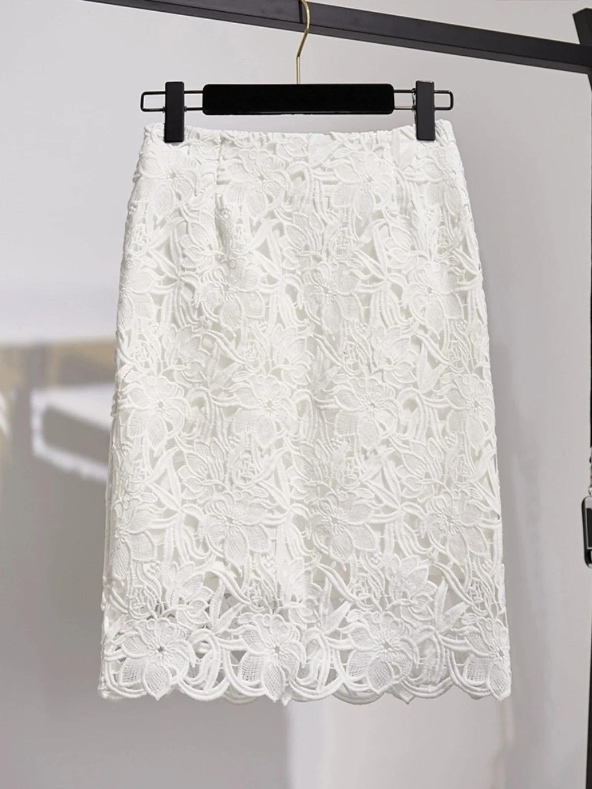 

Ele кружевная юбка-миди с высокой талией, женская облегающая юбка Sli, осень 2022, модная повседневная юбка из полиэфирного волокна на молнии с боковым отверстием