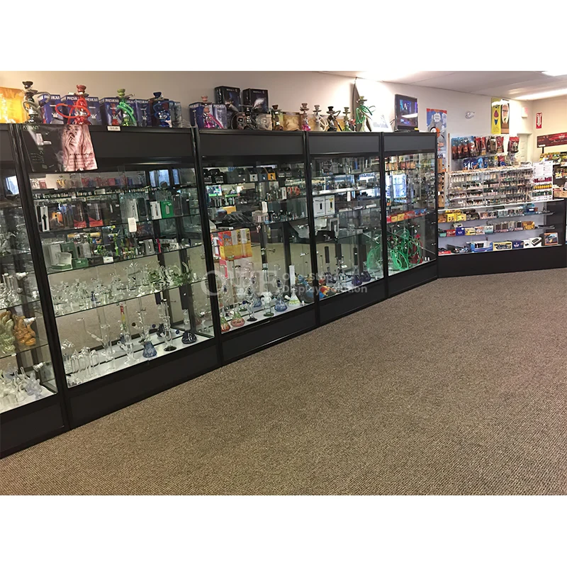 Custom. Top Seller LED Glass Counter Aluminum Frame Smoke Shop Showcase Store Display Cabinet with Adjustable Shelves