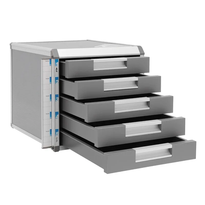 

5 Drawer Desktop Organizer Aluminum Alloy Lockable File Cabinet A4 Document Storage Cabinet for Office Home