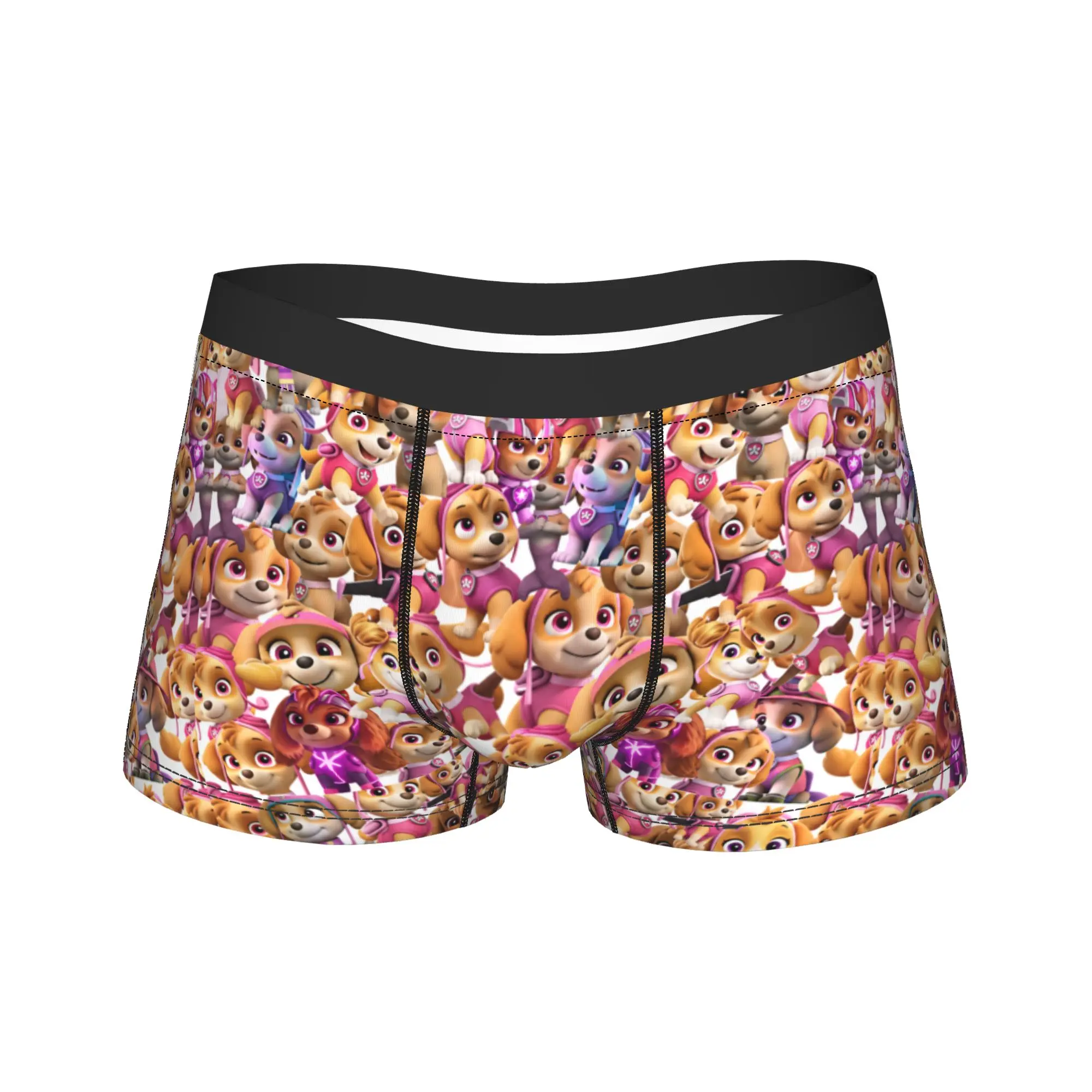 Paw Dogs Pink Puppy Character Group Underwear  Males Panties Printing Breathable Boxershorts Quality Boxer Brief Plus Size