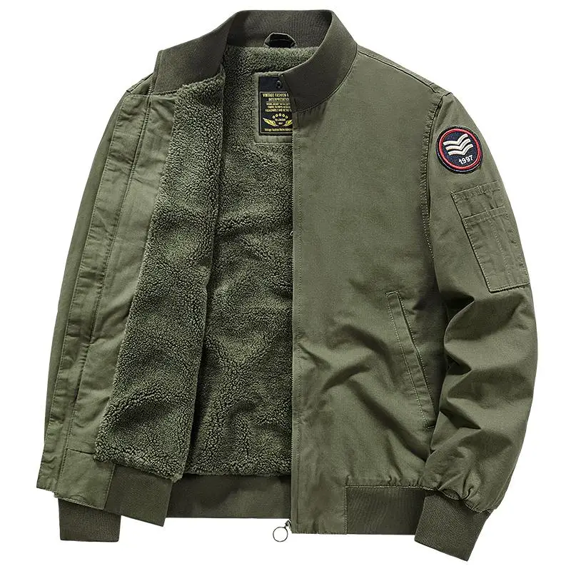 

Warmth Vintage American Sle Stand Collar T Jaet Straight Pattern Faux Fur Lined Winter Outerwear Youth Faion