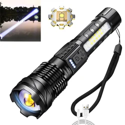 White Laser torch Zoom Tactical Flashlight GT10 USB Rechargeable Portable Flash Torch Camping Fishing Strong Light Outdoor Light