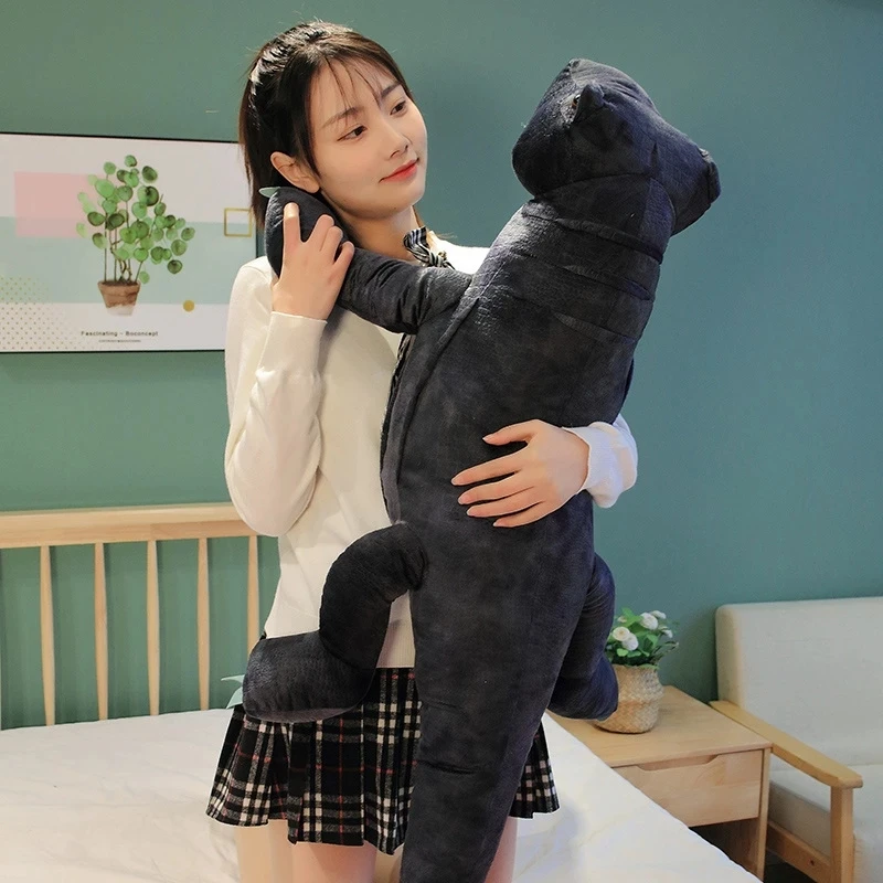 40-120cm Giant Komodo Dragon Doll Toy Like Real Stuffed Walking Black Plush Pillows Animal Red Tongue Boys Gift