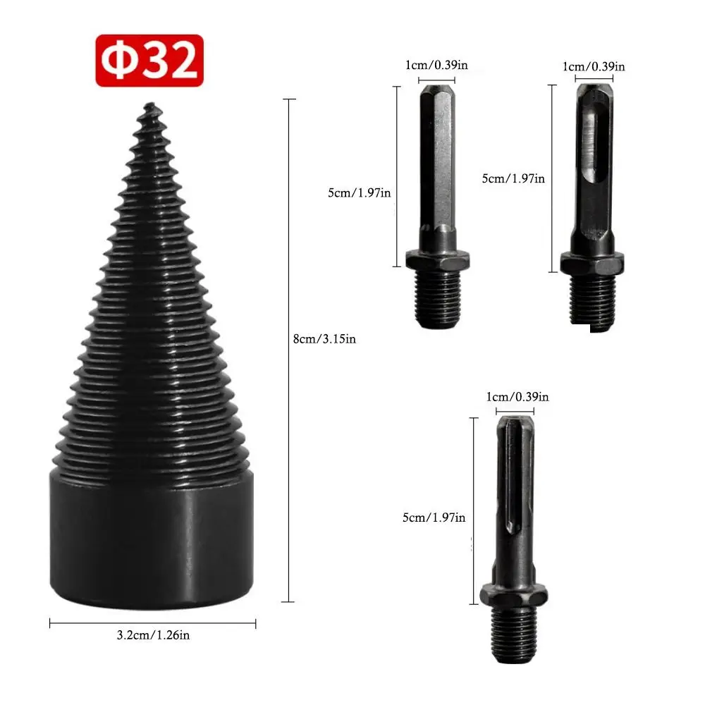 High Hardness Steel Firewood Splitter Drill Bit Hexagonal Shank Triangle Shank Woodworking Drill Bit Multifunctional Round Shank