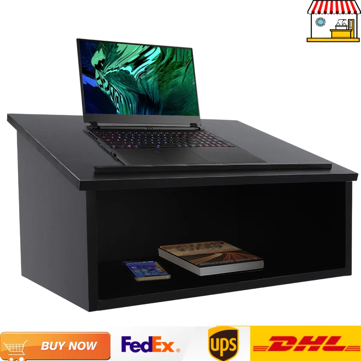 

Portable Wood Tabletop Lectern| Black/Brown Classroom Presentation Podium On the Desk| 23.75*18.75* 13.5 inches